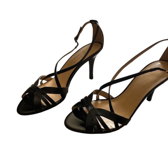 Talbots Black Patent Heeled Sandals Size 8 - Picture 1 of 3